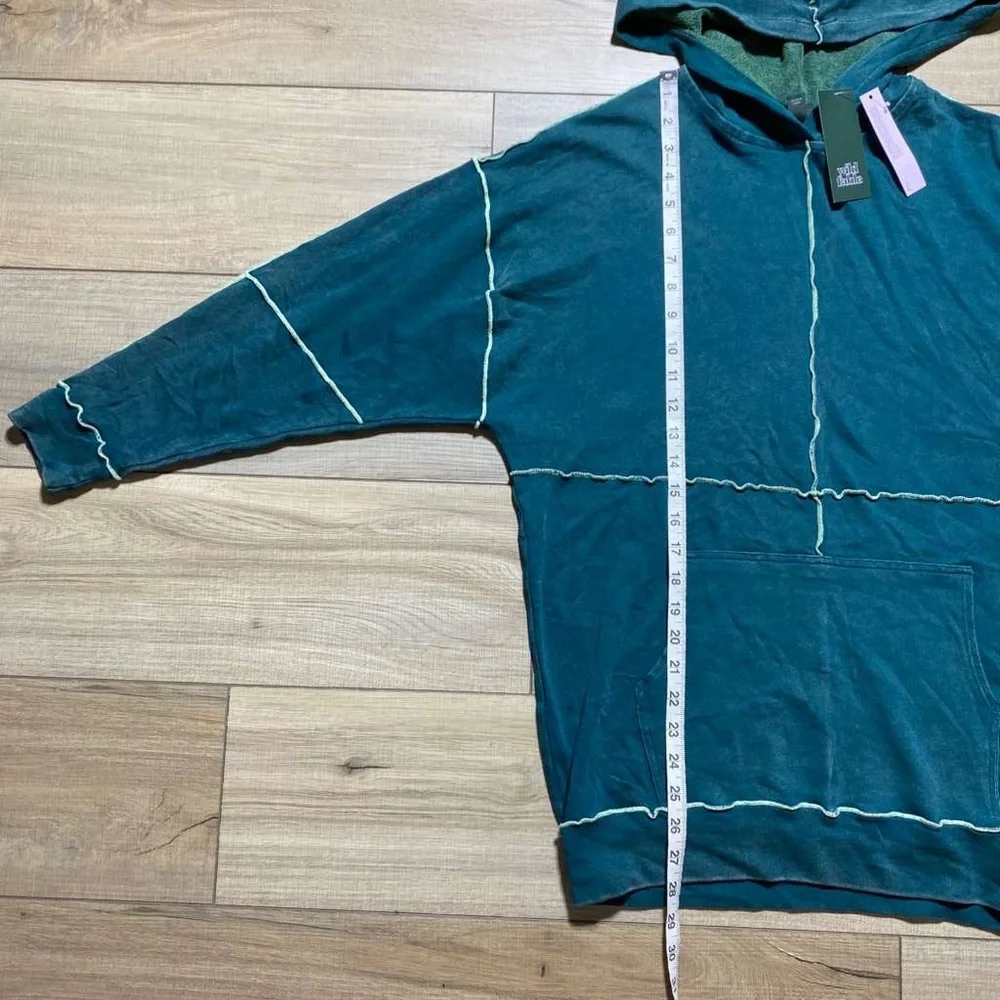Wild Fable Unisex Seamed Hooded Sweatshirt Relaxed Fit Size Small Green - Picture 3 of 10